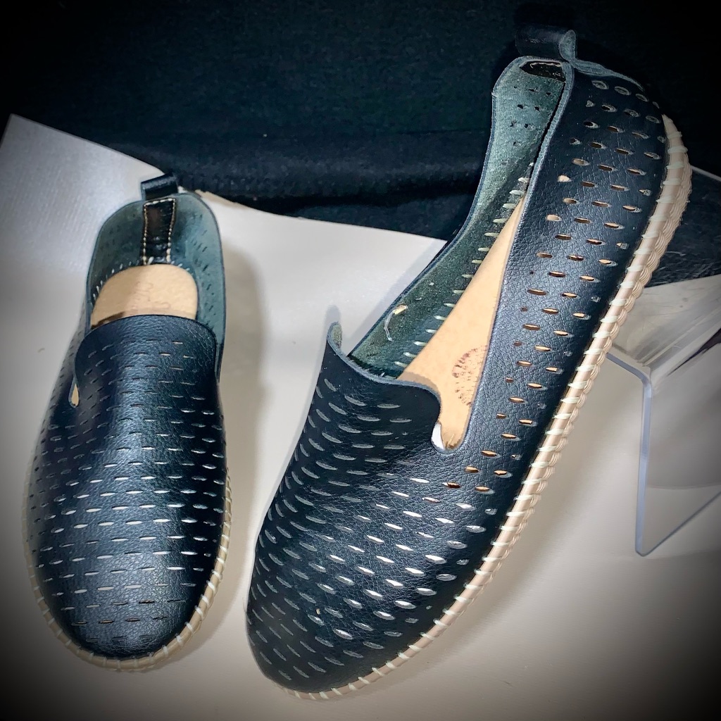 Handmade Mexican Leather Mesh Comfort Loafers Norma Liliana Ramos 23½ (Us 5.56)